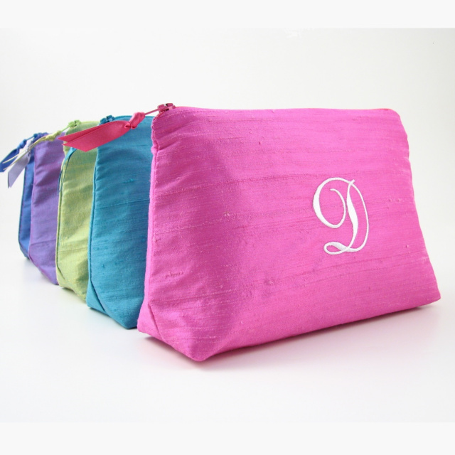 personalized silk cosmetic bag - large